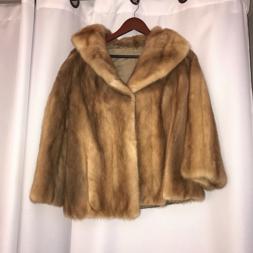 Vintage genuine mink fur bolero coat